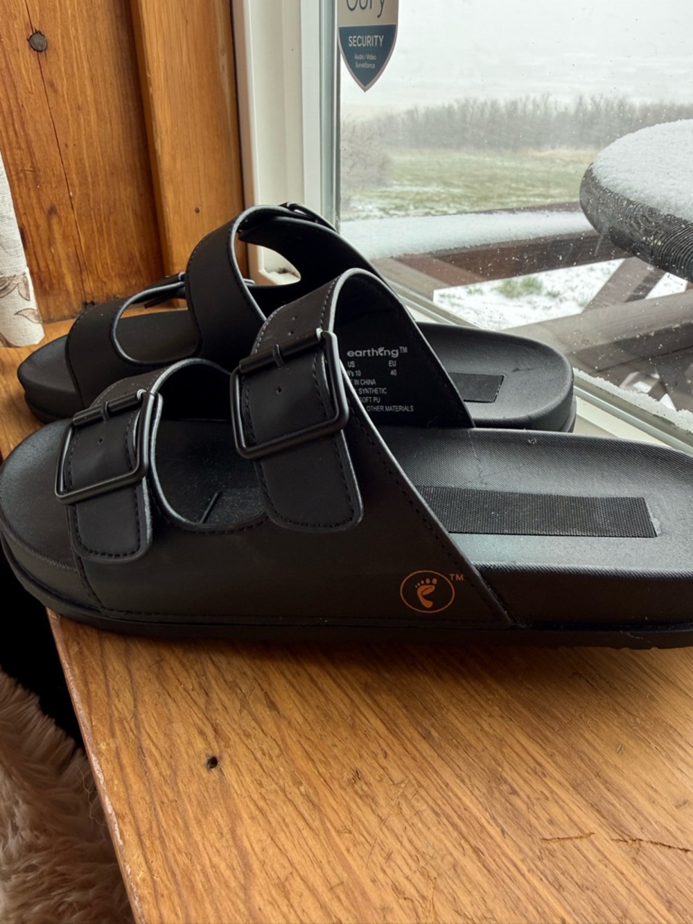 Harmony 783 Earthing Grounding Black Double-Buckle Slide Sandals - Picture 2 of 4